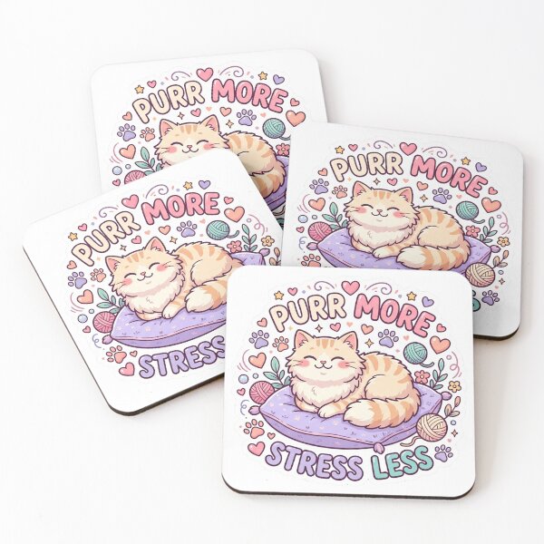 Item preview, Purr More Stress Less Cute Cat Lover Design designed and sold by Pixel Analytics.