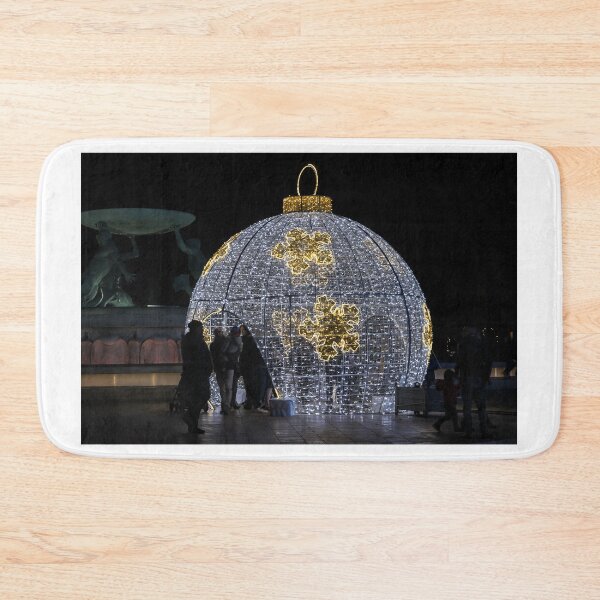 Item preview, Family Enjoying Giant Illuminated Christmas Ornament Decoration With Holiday Lights At Night designed and sold by Nmallia.