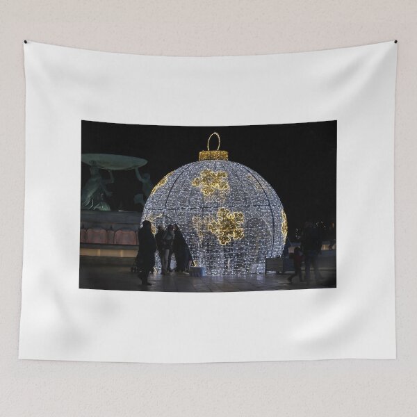 Item preview, Family Enjoying Giant Illuminated Christmas Ornament Decoration With Holiday Lights At Night designed and sold by Nmallia.
