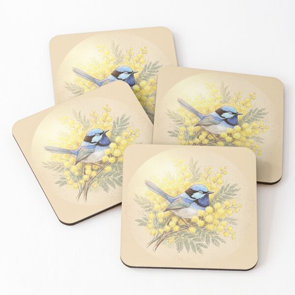 Item preview, Cozy Yellow Wattle Blossom Bird Pencil Sketch designed and sold by DuckOddity.