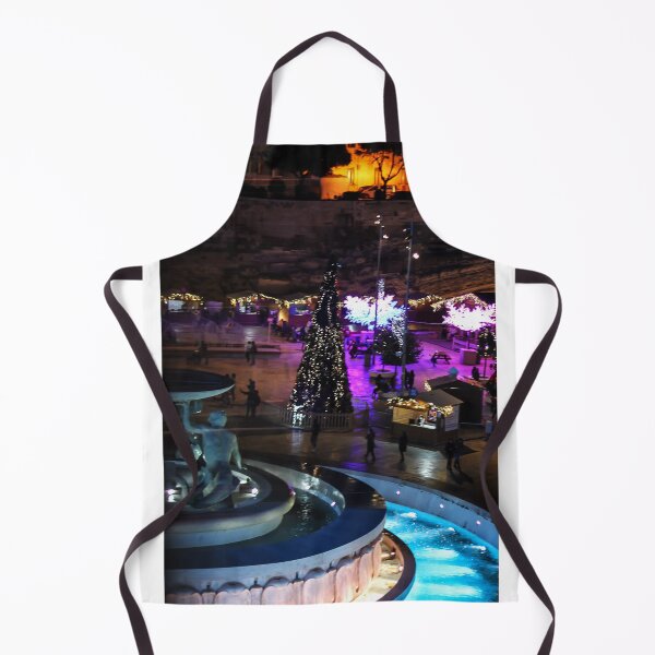 Item preview, Nighttime Christmas Market With Illuminated Tree, Carousel and Fountain in City Square designed and sold by Nmallia.