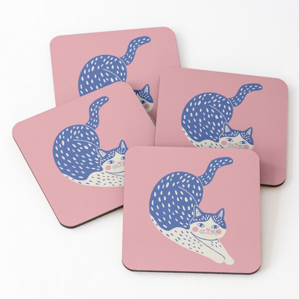 Item preview, Cute Blue Cat Nordic Folk Illustration designed and sold by soheedesigns.