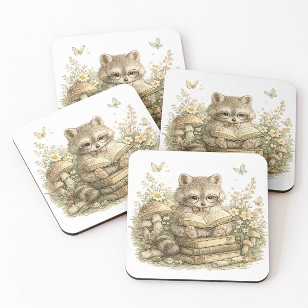 Item preview, Cute Reading Raccoon – Whimsical Book Lover Art designed and sold by Clothes With Smiling Animals Walt Gral.