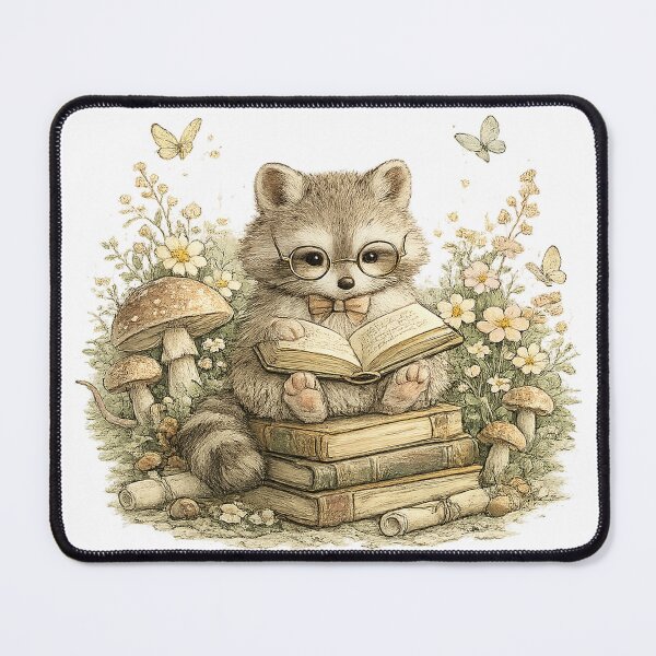 Item preview, Cute Reading Raccoon – Whimsical Book Lover Art designed and sold by Clothes With Smiling Animals Walt Gral.
