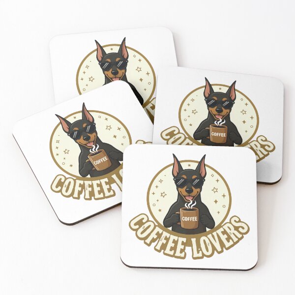 Item preview, Coffee Lovers Cool Doberman Vector designed and sold by FlatInkStudio.