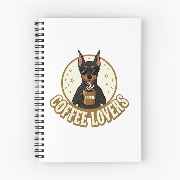 Item preview, Coffee Lovers Cool Doberman Vector designed and sold by FlatInkStudio.