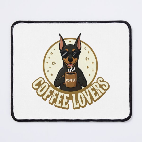 Item preview, Coffee Lovers Cool Doberman Vector designed and sold by FlatInkStudio.