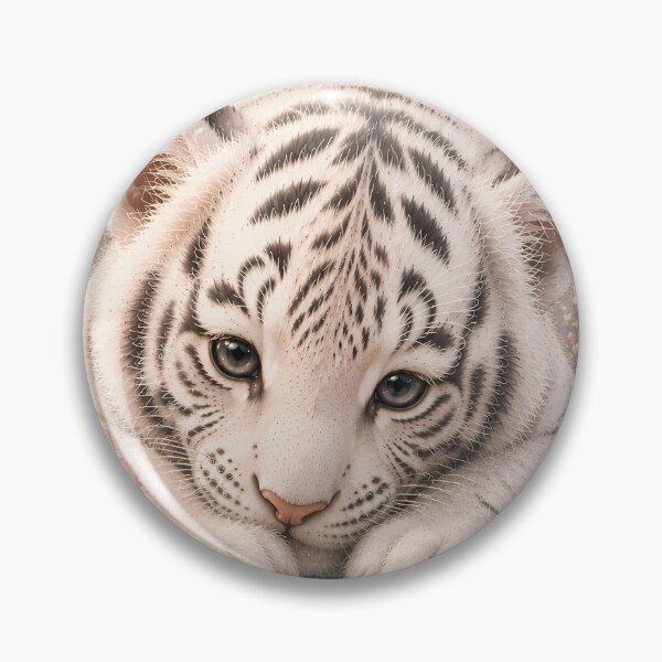Item preview, Cute White Tiger Cub Among Soft Pink Roses designed and sold by ManJiangHong.