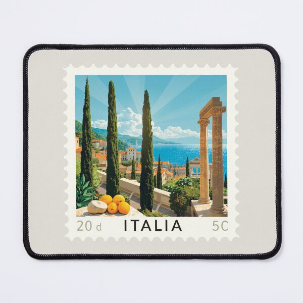 Item preview, Italy Postage Stamp Art – Italian Culture, Mediterranean Beauty & Travel Illustration designed and sold by Timeless Decor.