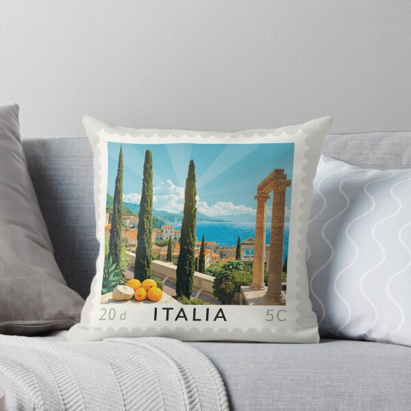 Item preview, Italy Postage Stamp Art – Italian Culture, Mediterranean Beauty & Travel Illustration designed and sold by Timeless Decor.