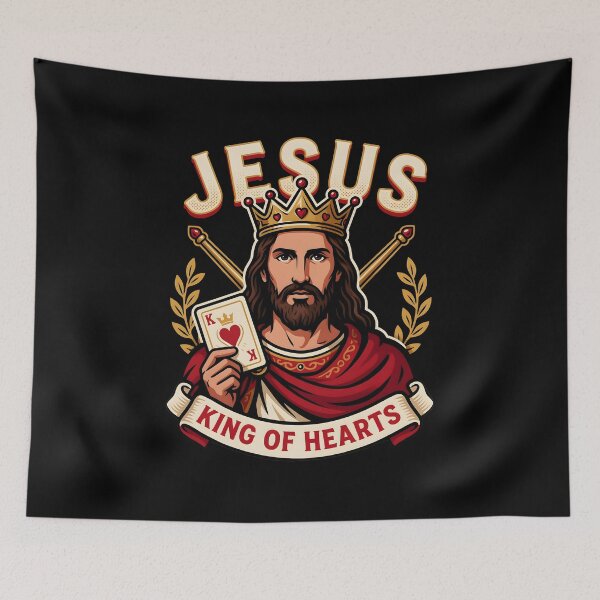 Item preview, Jesus King of Hearts Christian Religious Gift for Card Games Lover designed and sold by Redgiant87x.