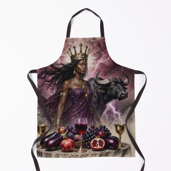 Item preview, Regal Dark Queen With Crowned Buffalo Amid Storm, Wine, Pomegranates and Purple Drapery designed and sold by LisaMise.