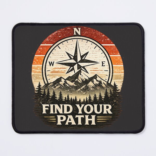 Item preview, Find Your Path Vintage Compass Mountain Design designed and sold by Golden Era Studio.