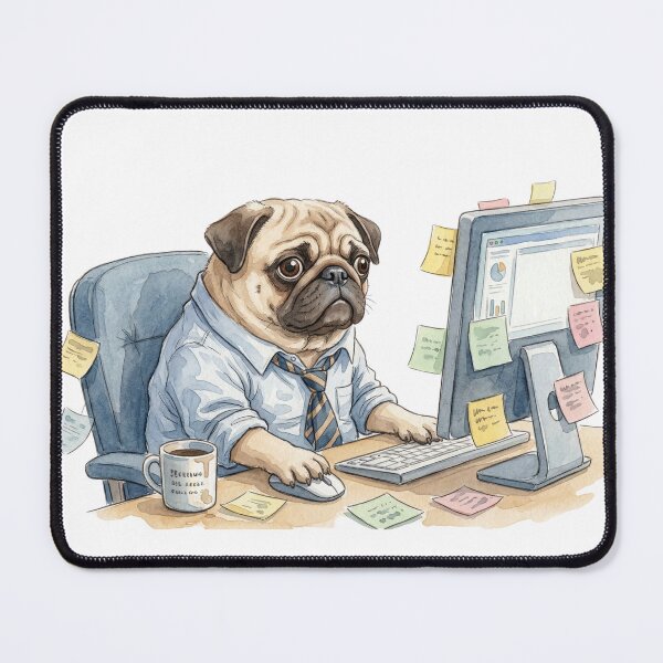 Item preview, Funny Burnout Pug | Working from Home | Office Humor | Dog Lover Gift designed and sold by CulturalCurios.