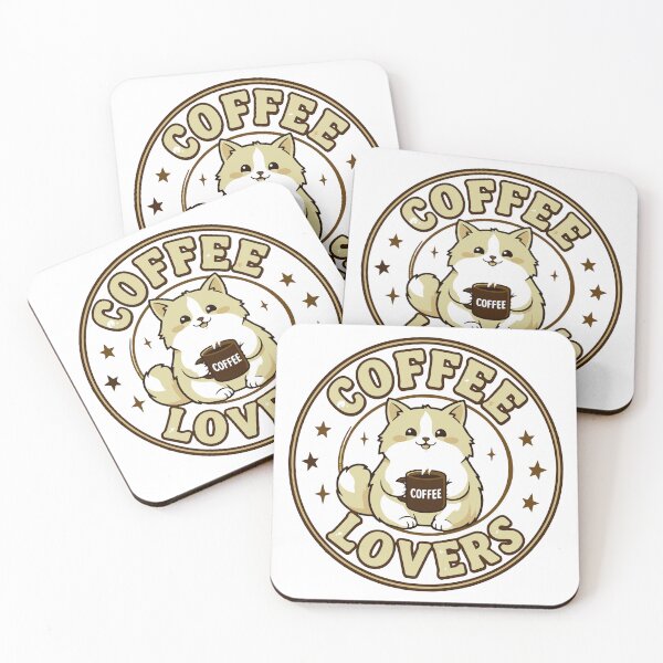Item preview, Coffee Lovers Cute Cat Vector designed and sold by FlatInkStudio.