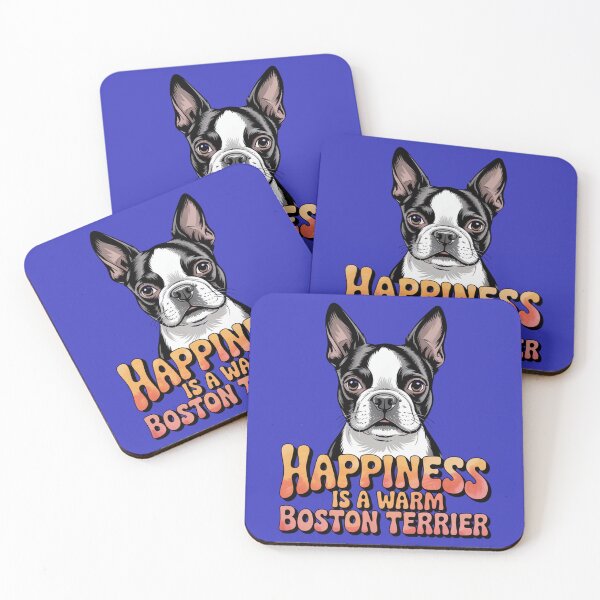 Aperçu de l'œuvre Le bonheur d'un Boston Terrier, c'est d'avoir un Boston Terrier au chaud chez soi. créée et vendue par fantasticdesign.