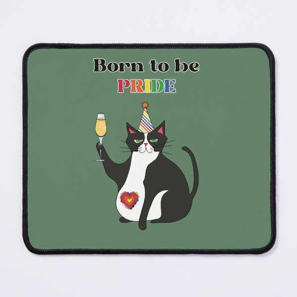 Item preview, Born To Be Pride Cat | Funny LGBTQ+ Cat Drinking Champagne designed and sold by Becky-Poppins.