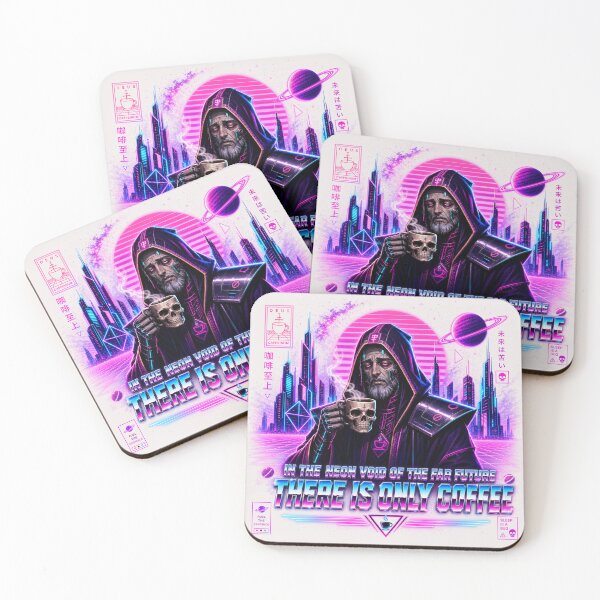 Item preview, Neon Void Coffee Space Monk Sci-Fi Retrowave Dark Future White designed and sold by Shaw1Berry.