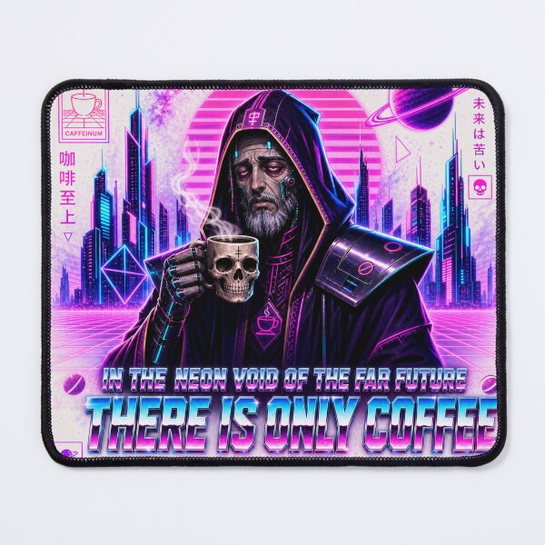 Item preview, Neon Void Coffee Space Monk Sci-Fi Retrowave Dark Future White designed and sold by Shaw1Berry.