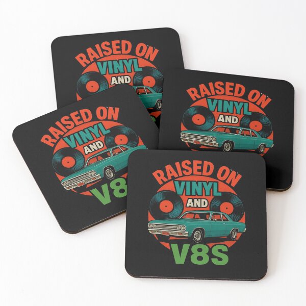 Item preview, Raised On Vinyl and V8s Funny Gift For Vinyl Collectors And Muscle Car Fans designed and sold by WearFine.