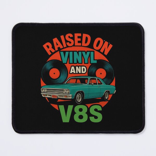 Item preview, Raised On Vinyl and V8s Funny Gift For Vinyl Collectors And Muscle Car Fans designed and sold by WearFine.
