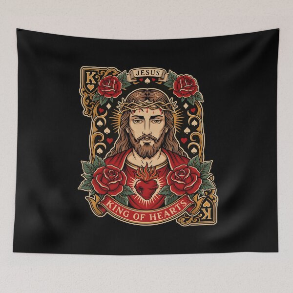 Item preview, Jesus King of Hearts Religious Artwork with Christian Card designed and sold by Redgiant87x.