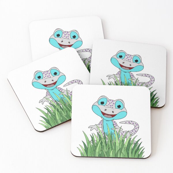 Item preview, Happy Cartoon Gecko in Grass designed and sold by CrownINDesign.