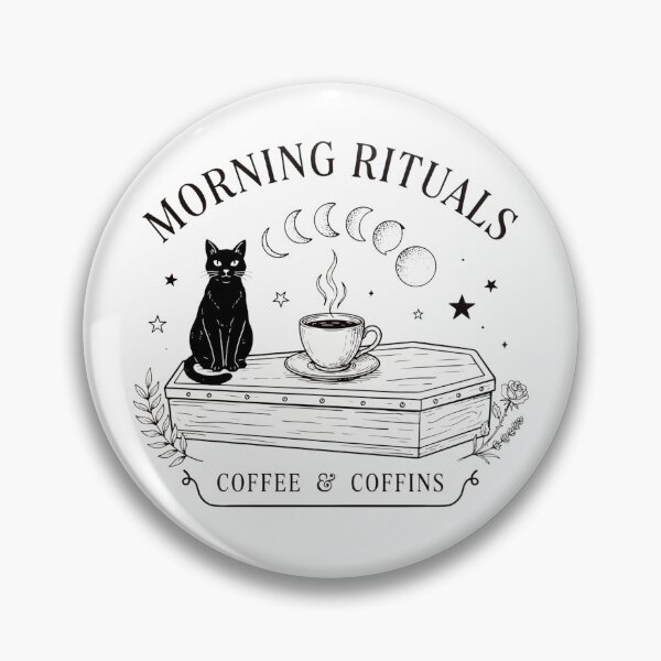 Item preview, Morning Rituals Coffee & Coffins | Gothic Black Cat Dark Academia Coffee Lover designed and sold by ArcticFoxStudio.