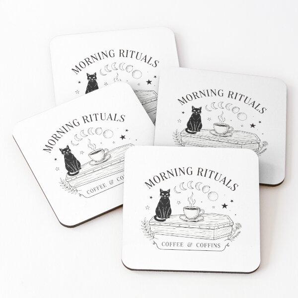Item preview, Morning Rituals Coffee & Coffins | Gothic Black Cat Dark Academia Coffee Lover designed and sold by ArcticFoxStudio.