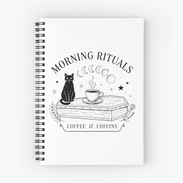 Item preview, Morning Rituals Coffee & Coffins | Gothic Black Cat Dark Academia Coffee Lover designed and sold by ArcticFoxStudio.