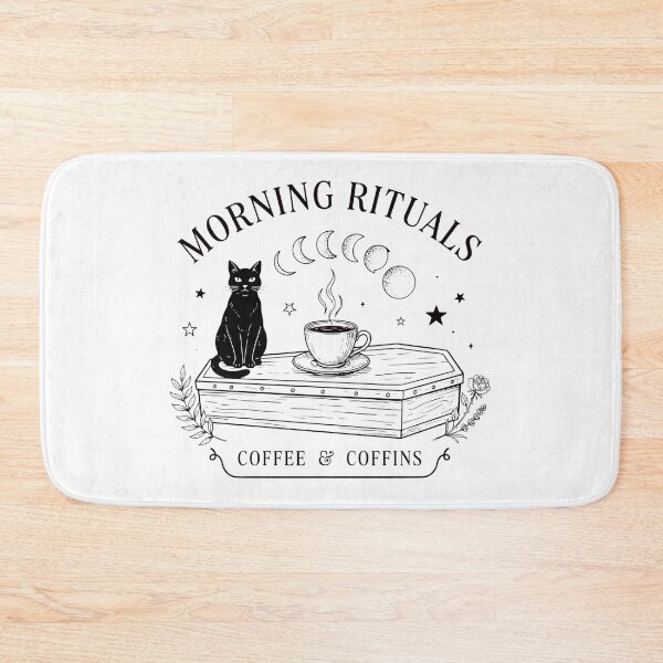 Item preview, Morning Rituals Coffee & Coffins | Gothic Black Cat Dark Academia Coffee Lover designed and sold by ArcticFoxStudio.
