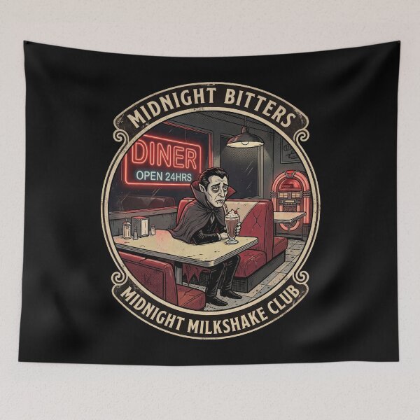 Item preview,  Lonely Vampire Drinking a Midnight Milkshake designed and sold by Dream Capsules.