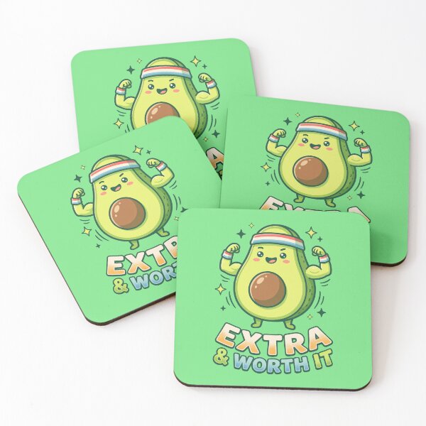Item preview, Cute Kawaii Avocado - Extra & Worth it - Funny Diet Sayings Kawaii Fruit designed and sold by Juka-Arts-CC.