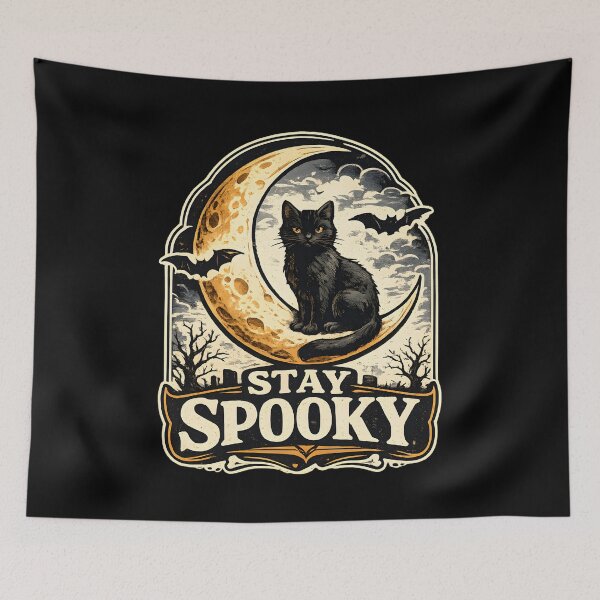 Item preview, Stay Spooky Vintage Black Cat Moon designed and sold by Mr Lee.