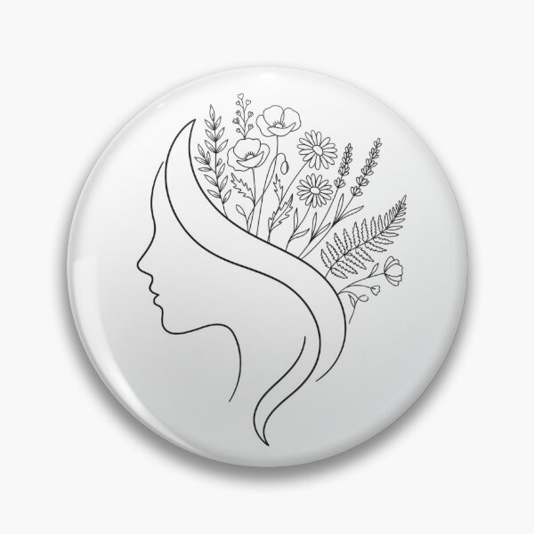 Item preview, Minimalist Woman Profile Line Art with Wildflowers designed and sold by pattman.