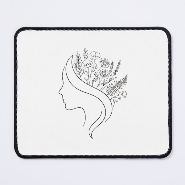 Item preview, Minimalist Woman Profile Line Art with Wildflowers designed and sold by pattman.