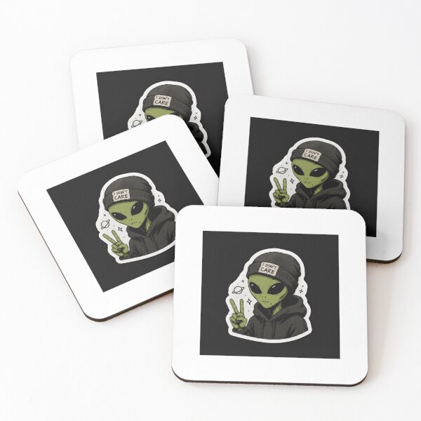 Item preview, Moody Streetwear Alien "I Don't Care" Beanie Sticker designed and sold by Toasted Doodles.