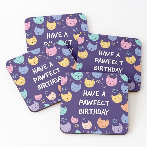 Item preview, Cute Cat Birthday Card with Colourful Kittens and Pawfect Birthday Pun designed and sold by HeyChimp.