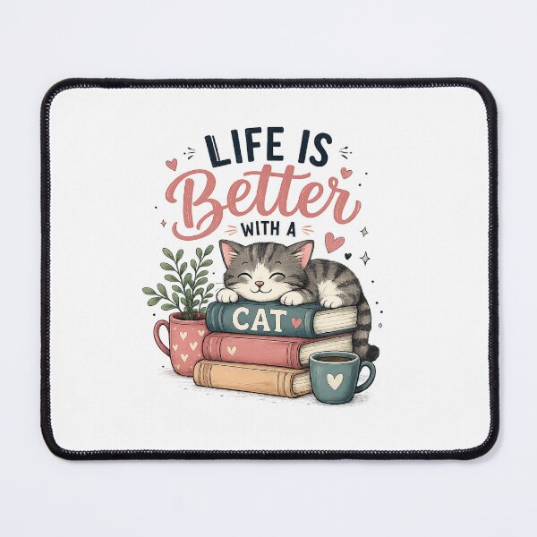 Item preview, Life Is Better With a Cat Cute Reading Cat Lover Book Lover Design designed and sold by MimiSabu.