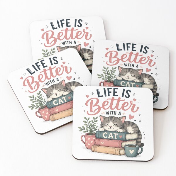 Item preview, Life Is Better With a Cat Cute Reading Cat Lover Book Lover Design designed and sold by MimiSabu.