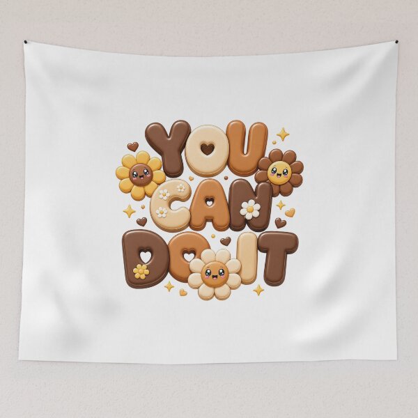 Item preview, You Can Do It | Neutral Boho Kawaii Motivational Typography designed and sold by Dulxoz.