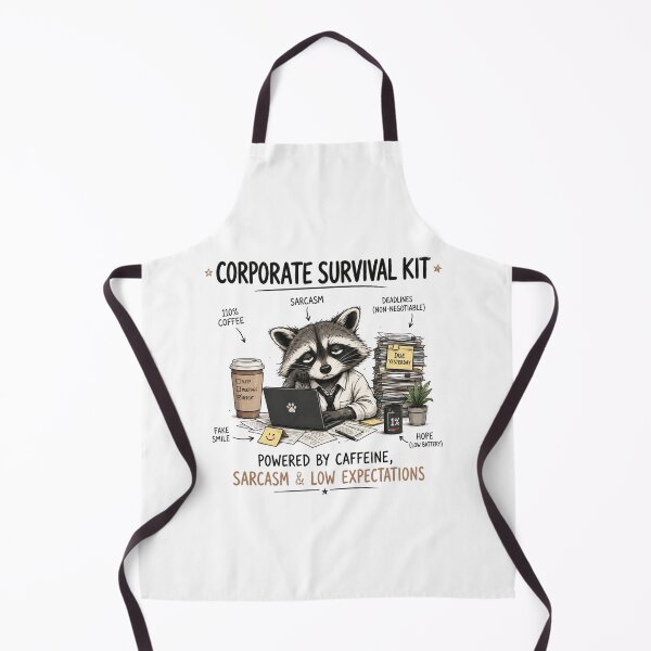 Item preview, Powered by Caffeine, Sarcasm & Low Expectations – Corporate Survival Kit Raccoon designed and sold by Echo_Lane.