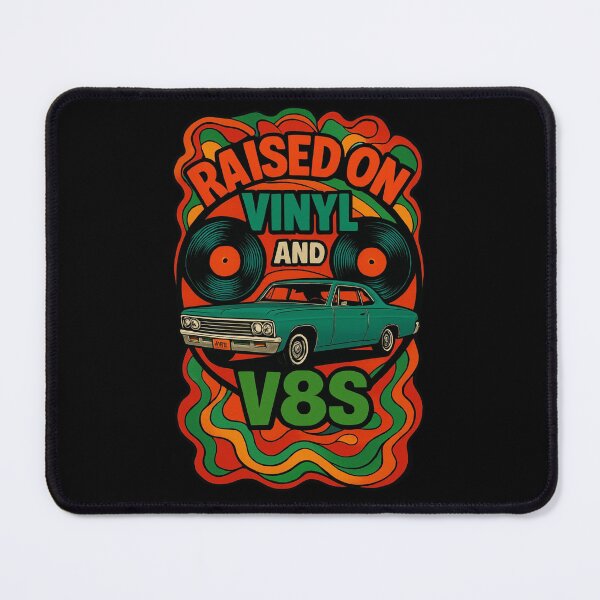 Item preview, Raised On Vinyl and V8s Funny Gift For Vinyl Collectors And Muscle Car Fans designed and sold by WearFine.