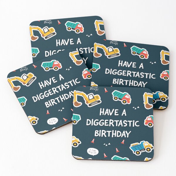 Item preview, Digger Birthday Card with Construction Vehicles, Excavators and Dump Trucks for Kids designed and sold by HeyChimp.