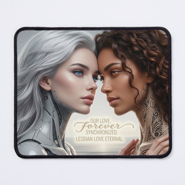 Item preview, Forever Synchronized | Cyberpunk WLW Cyborg Couple | Our Love Lesbian Art designed and sold by IRON SIREN.