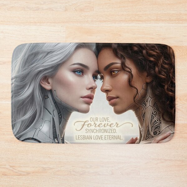 Item preview, Forever Synchronized | Cyberpunk WLW Cyborg Couple | Our Love Lesbian Art designed and sold by IRON SIREN.