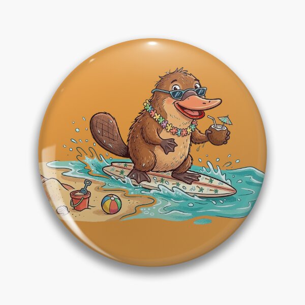 Item preview, Summer Surfing Platypus – Funny Beach Animal Cartoon with Tropical Vibes designed and sold by mikemuchu.