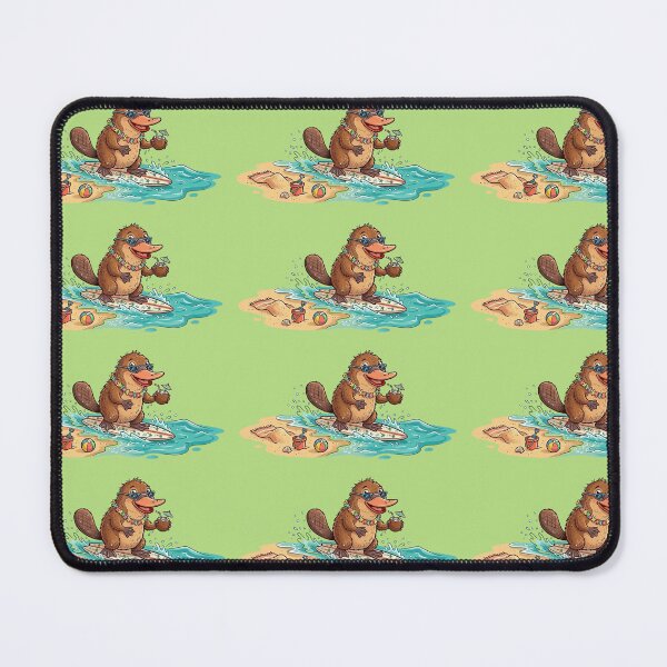 Item preview, Summer Surfing Platypus – Funny Beach Animal Cartoon with Tropical Vibes designed and sold by mikemuchu.