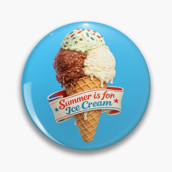 Item preview, Triple scooped ice cream cone with sprinkles on top in waffle cone and a banner that reads "Summer if for Ice Cream". designed and sold by shorethings.