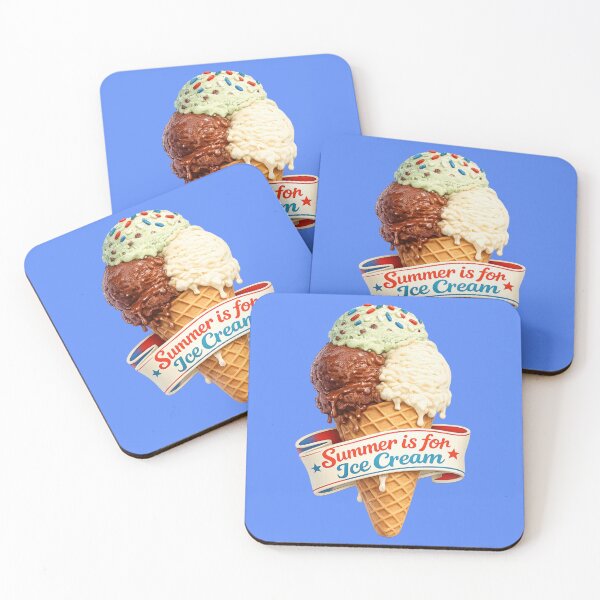 Item preview, Triple scooped ice cream cone with sprinkles on top in waffle cone and a banner that reads "Summer if for Ice Cream". designed and sold by shorethings.